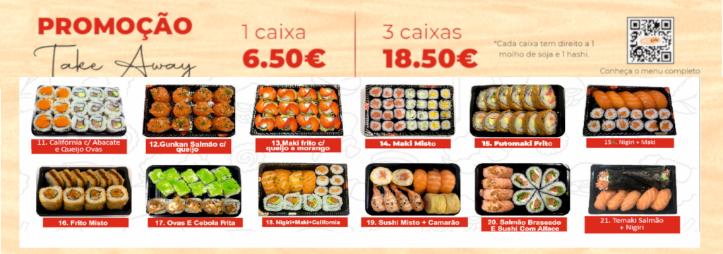 take away chinese food and sushi